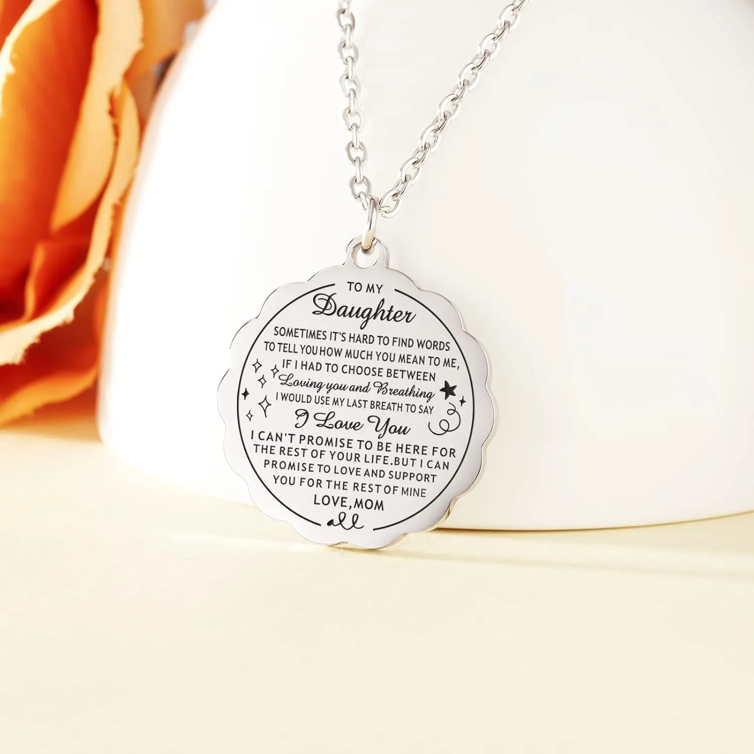 HOFOYA To My Daughter Inspirational Sunflower Pendnat Necklace,Sister Necklace from Sister Brother,Daughter Sister Granddaughter Birthday Gift,Mothers Day Valentines Gifts for Family or Friendship.