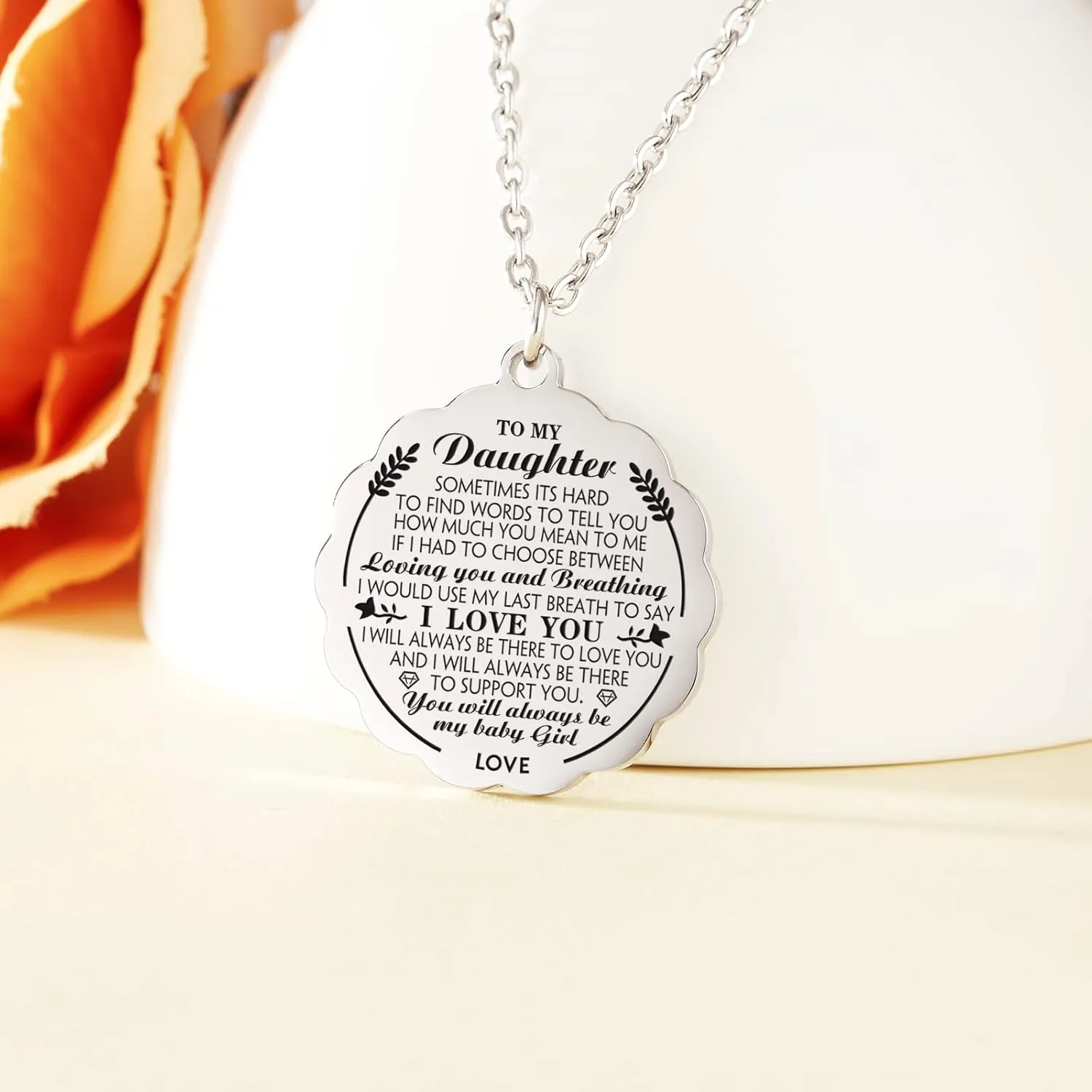 HOFOYA To My Daughter Inspirational Sunflower Pendnat Necklace,Sister Necklace from Sister Brother,Daughter Sister Granddaughter Birthday Gift,Mothers Day Valentines Gifts for Family or Friendship.