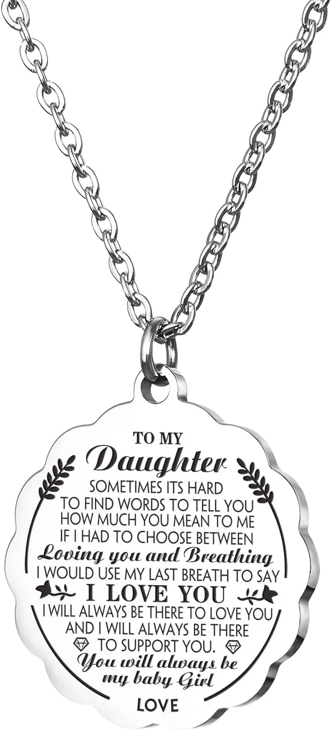 HOFOYA To My Daughter Inspirational Sunflower Pendnat Necklace,Sister Necklace from Sister Brother,Daughter Sister Granddaughter Birthday Gift,Mothers Day Valentines Gifts for Family or Friendship.