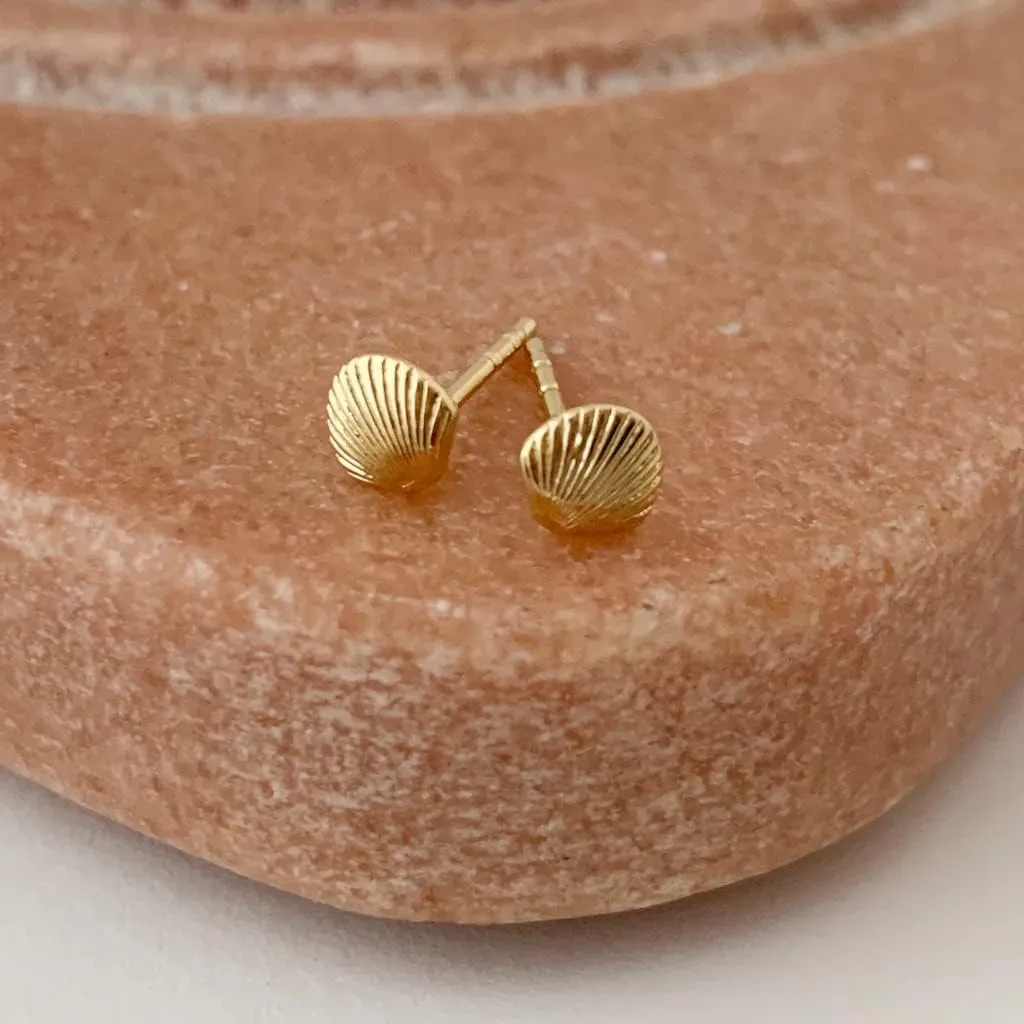 HONEYCAT Mini Shell Studs in Gold, Rose Gold, or Silver | Ear Stacks, Minimalist Delicate Jewelry