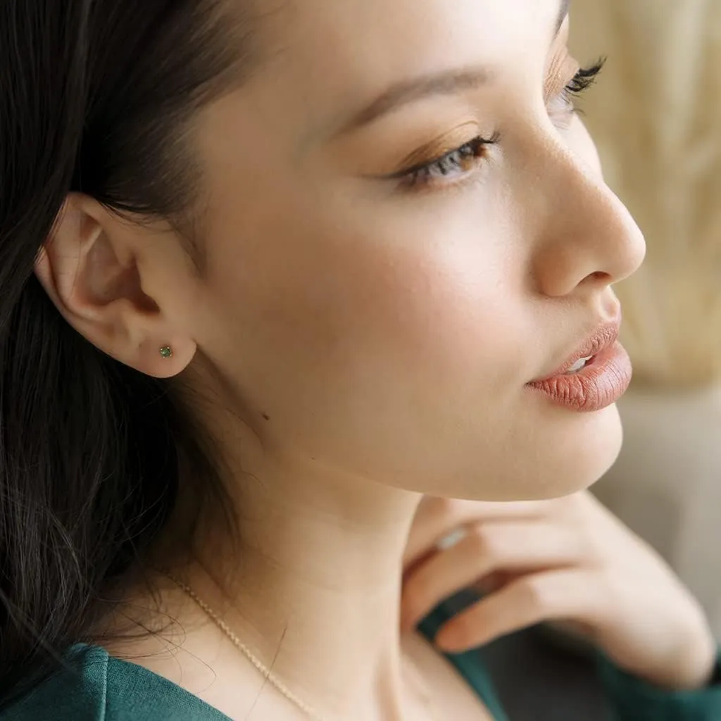 HONEYCAT Tiny Birthstone Stud Earrings (Natural Stones) in Gold, Rose Gold, or Silver | Minimalist, Delicate Jewelry