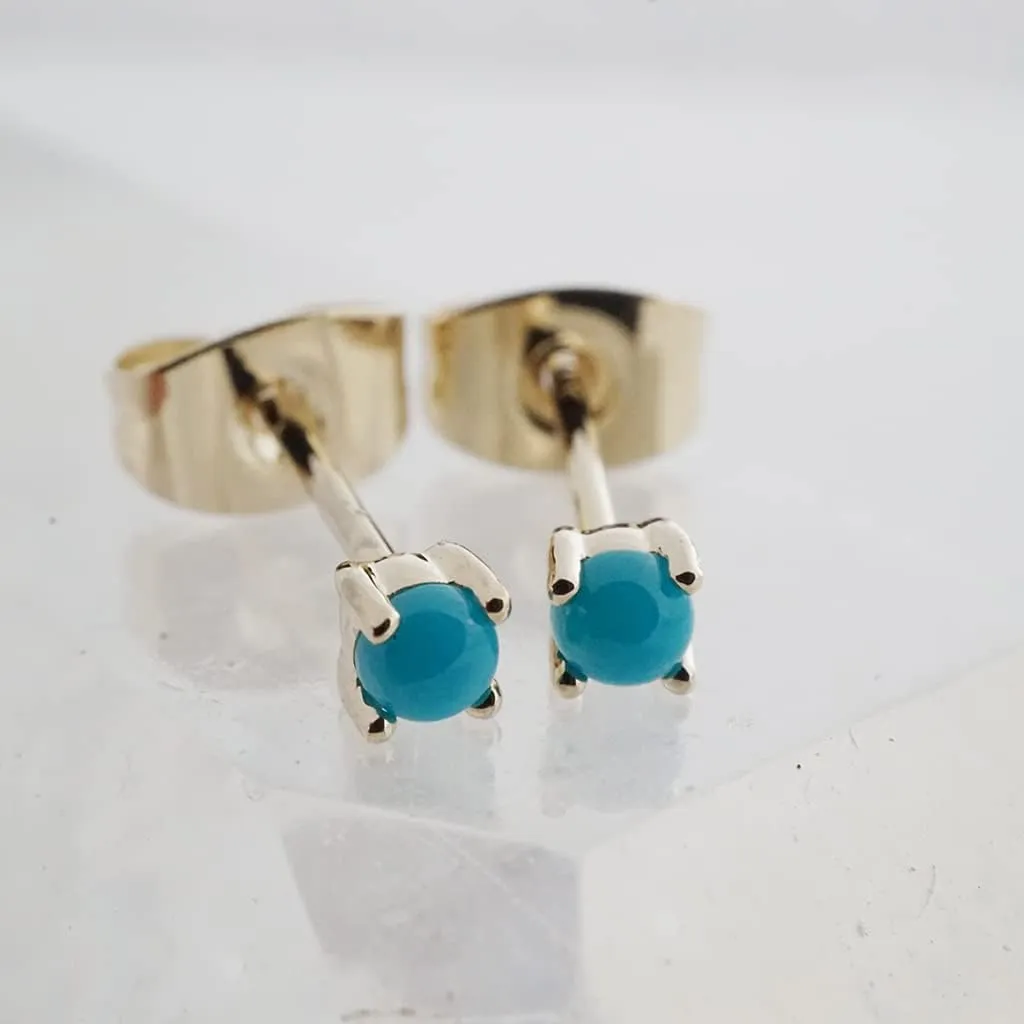 HONEYCAT Tiny Birthstone Stud Earrings (Natural Stones) in Gold, Rose Gold, or Silver | Minimalist, Delicate Jewelry