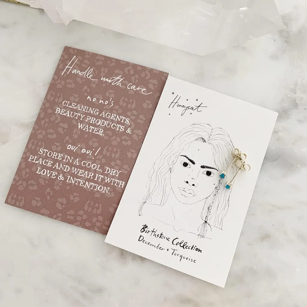 HONEYCAT Tiny Birthstone Stud Earrings (Natural Stones) in Gold, Rose Gold, or Silver | Minimalist, Delicate Jewelry