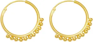 Hoop Earrings with Small Bead Ball Charm Gold Stainless Steel Pierced Earrings for Women Fashion Hoop Drop Earrings Hypoallergenic Ear Studs