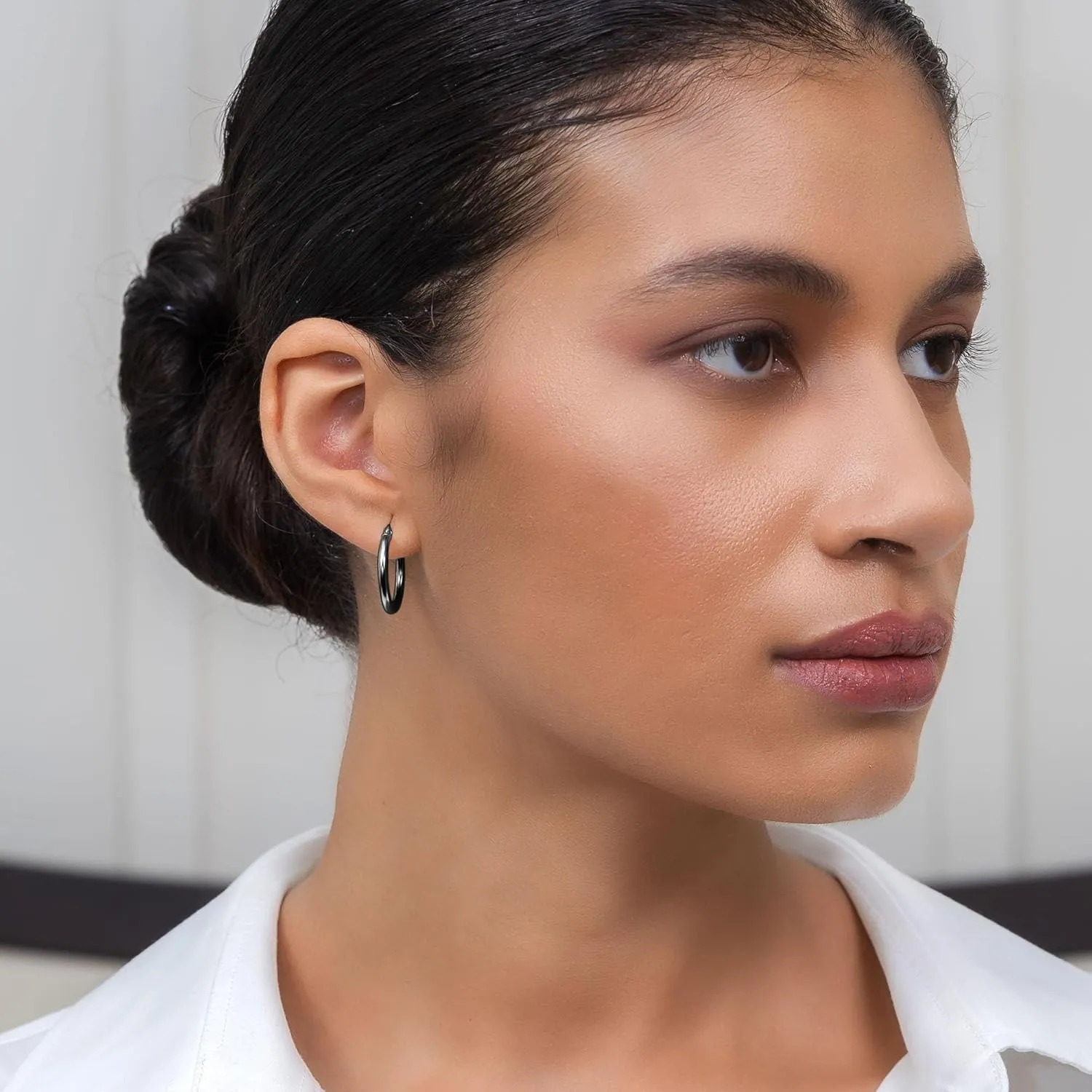 Hoops & Loops 925 Sterling Silver 2mm Hoop Earrings for Women & Men, 14K Gold Plated, Rose Gold, Black Hypoallergenic Lightweight High Polished Click-Top Hoops 15mm-60mm