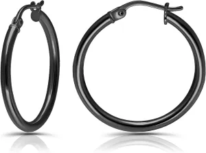 Hoops & Loops 925 Sterling Silver 2mm Hoop Earrings for Women & Men, 14K Gold Plated, Rose Gold, Black Hypoallergenic Lightweight High Polished Click-Top Hoops 15mm-60mm