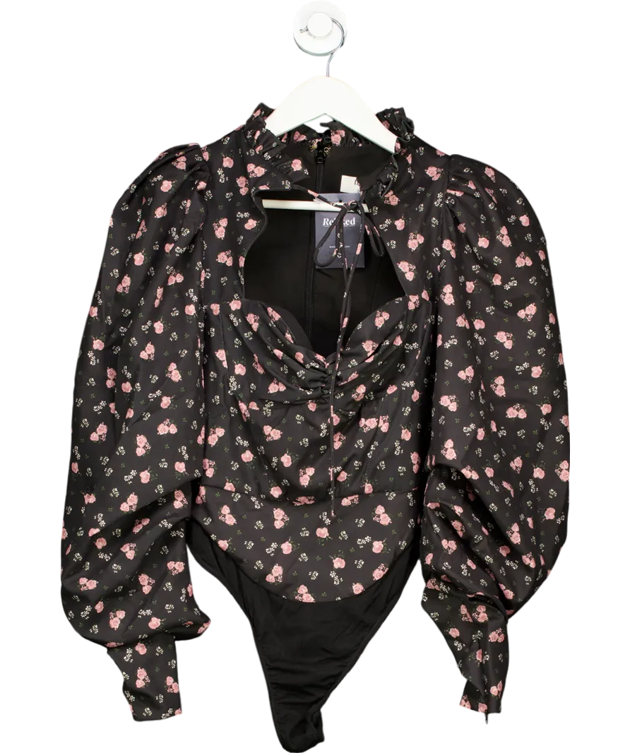 House of CB Black Ruby Floral Corset Bodysuit UK XS