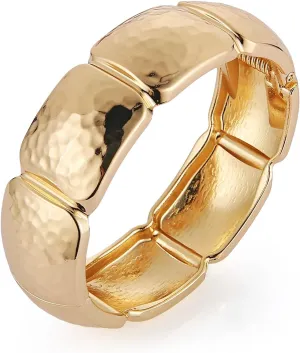 HZMAN 7.0Inch Chunky Bracelets for Women Thick Wide Bangle Bracelet High Polished Hammered Open Hinge Wrist Cuff Bracelet Jewelry Gift