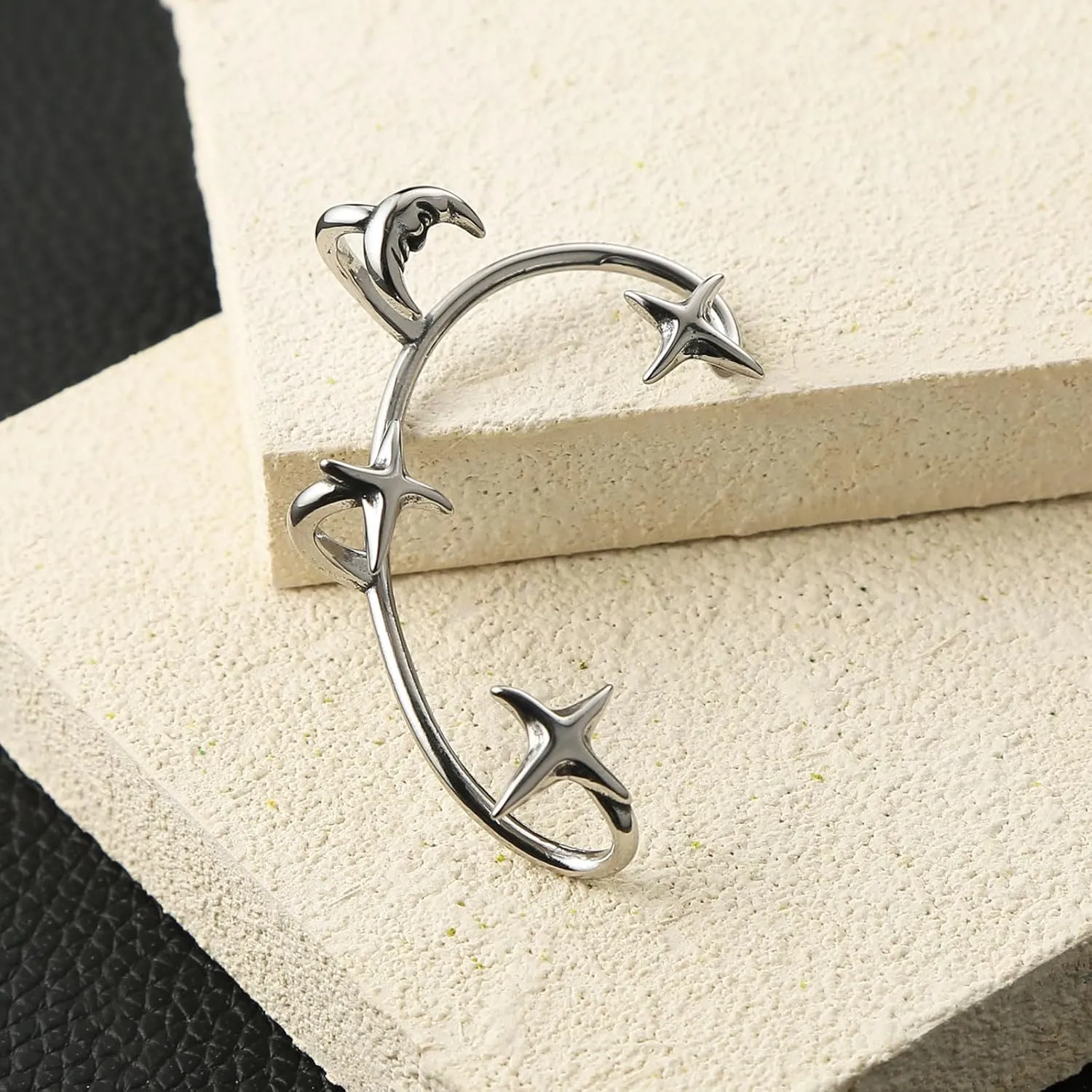 HZMAN Adjustable Elf Ear Cuff Earring for Women Stainless Steel No Piercing Ear Wrap Clip On Earrings Jewelry Gift