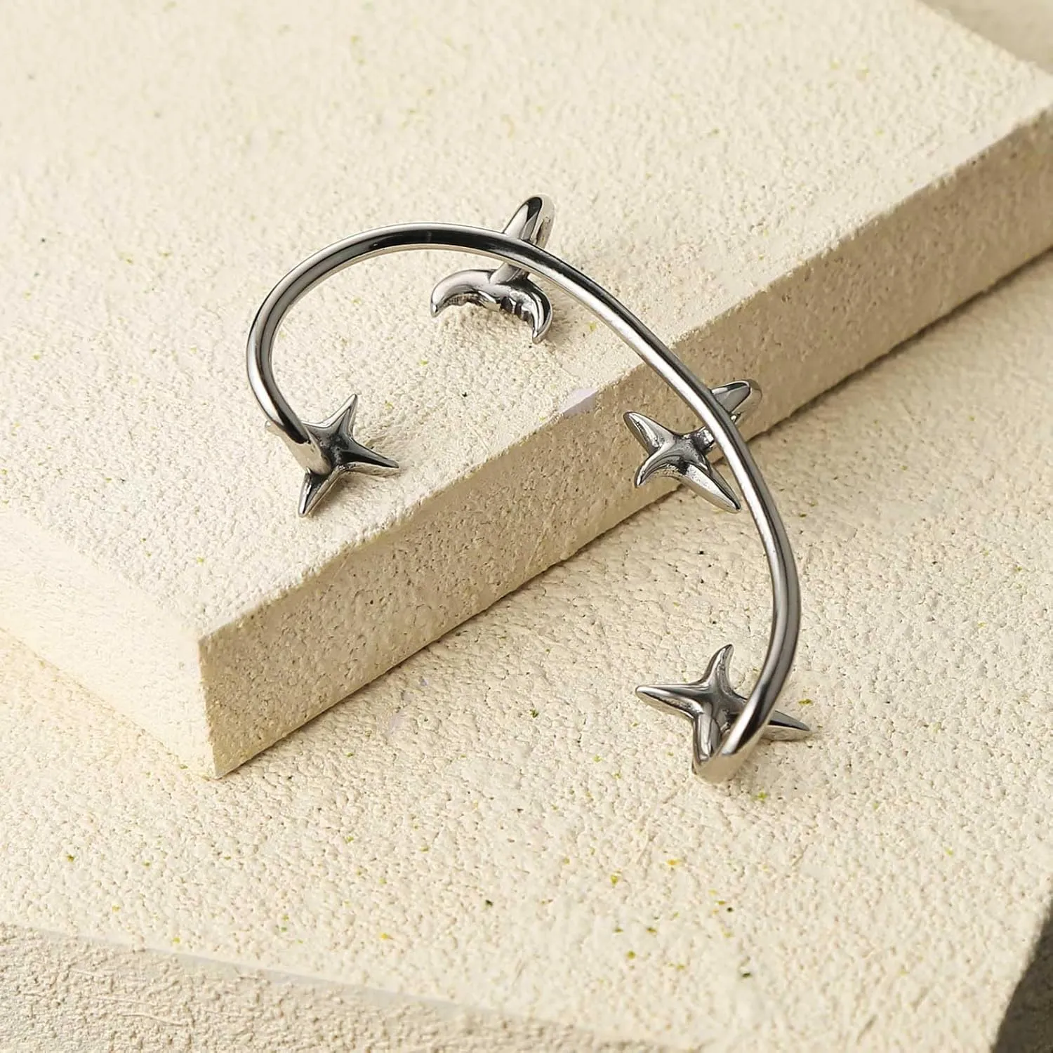 HZMAN Adjustable Elf Ear Cuff Earring for Women Stainless Steel No Piercing Ear Wrap Clip On Earrings Jewelry Gift