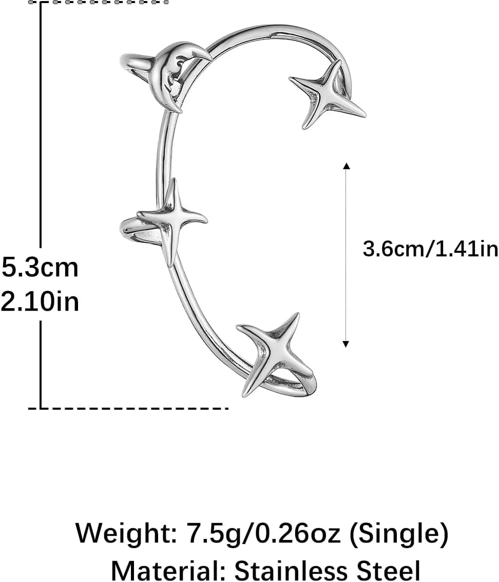 HZMAN Adjustable Elf Ear Cuff Earring for Women Stainless Steel No Piercing Ear Wrap Clip On Earrings Jewelry Gift