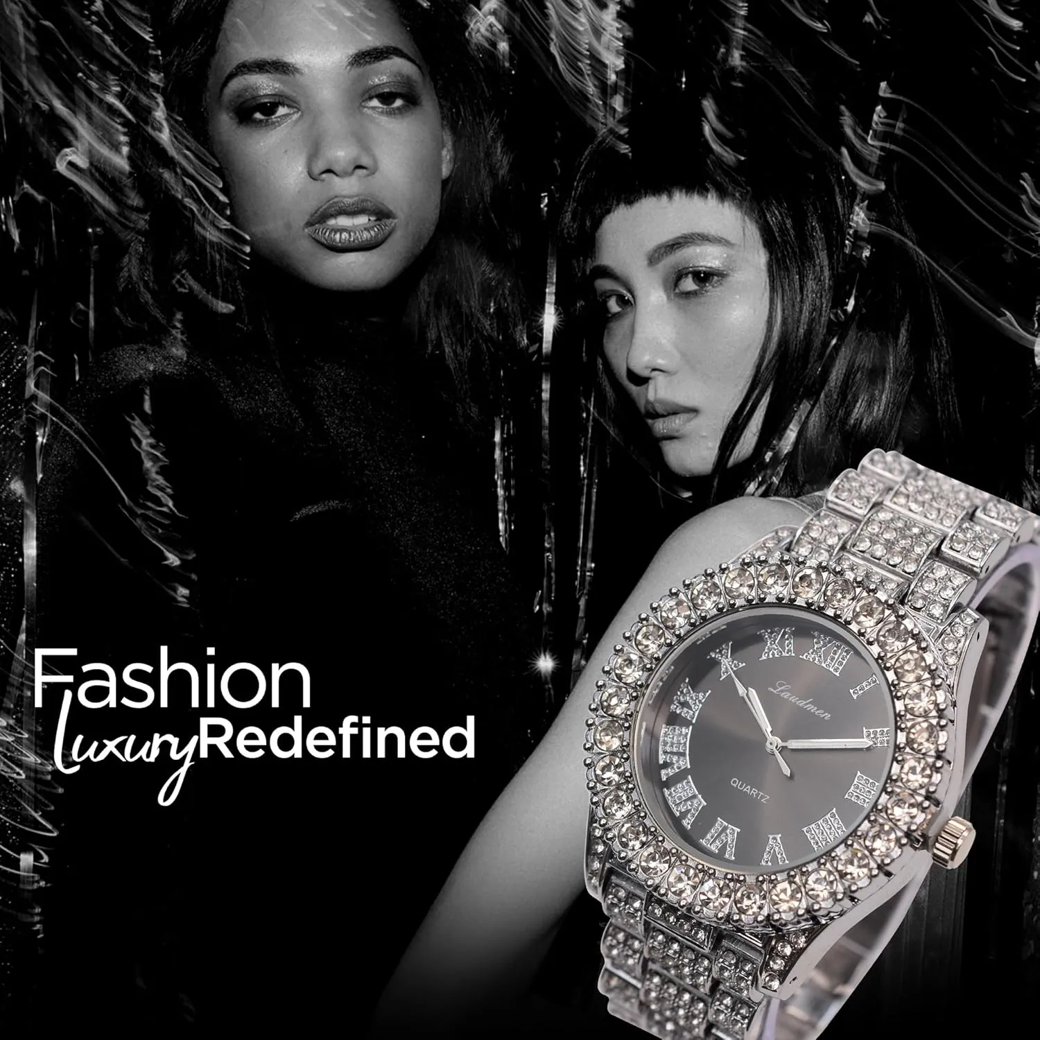 Iced Out 44MM Colorful Dial Gold Plated Big Diamond Roman Numeral Watch, Full Icy Cuban Link 18 Inch Necklace Chain, Bracelet Luxury Bling Gift Set