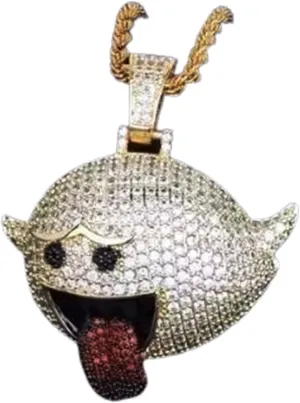Iced Out Ghost Emoji Pendant Necklace  14K Gold Plated Hip Hop Jewelry with 3Ct Lab Diamonds & Rope Chain  Fun Bling Statement Piece for Men & Women  Urban Streetwear Accessory