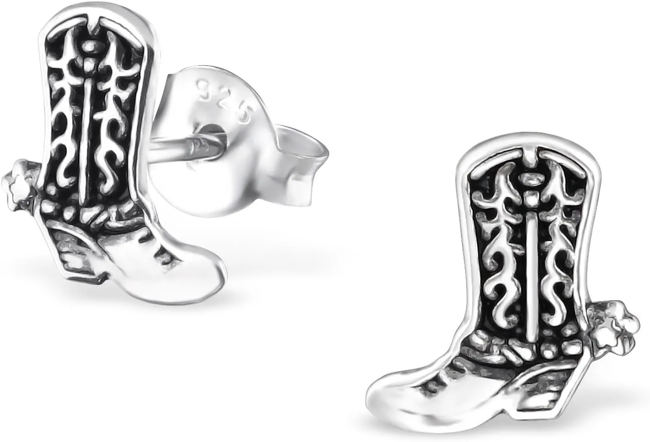ICYROSE 925 Sterling Silver Cowboy Boot Stud Earrings 29610 (Nickel Free)