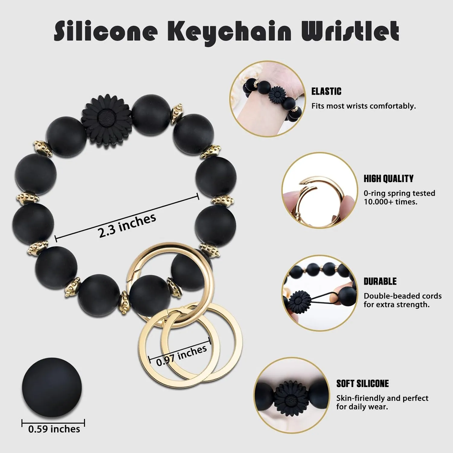 igvean Cute Keychains for Women Beaded Wristlet Keychain Chirstmas Valentine's Day Gifts for Women Key rings for Car Keys
