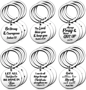 Inbagi 18 Pcs Christian Gift Keychain Bulk Bible Verse Key Chains Religious Quotes Keyring for Teacher Coworker Employee Cna Week Women Men Thank You Gifts