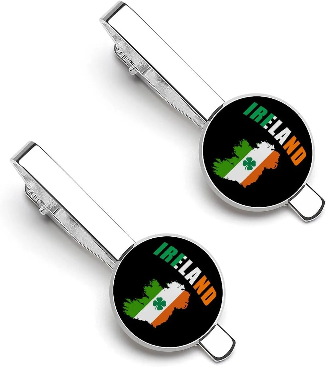 Ireland Map Flag Irish St Patricks 1 Pair Tie Clips Necktie Bar Pinch Clip for Wedding Business