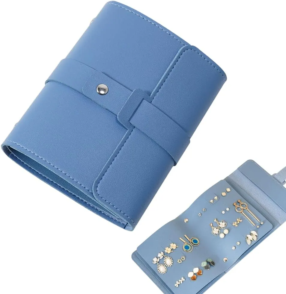 iSuperb Earring Organizer Book Design Travel Jewelry Storage Case Tray Holder for Girls Gift (Deep blue)