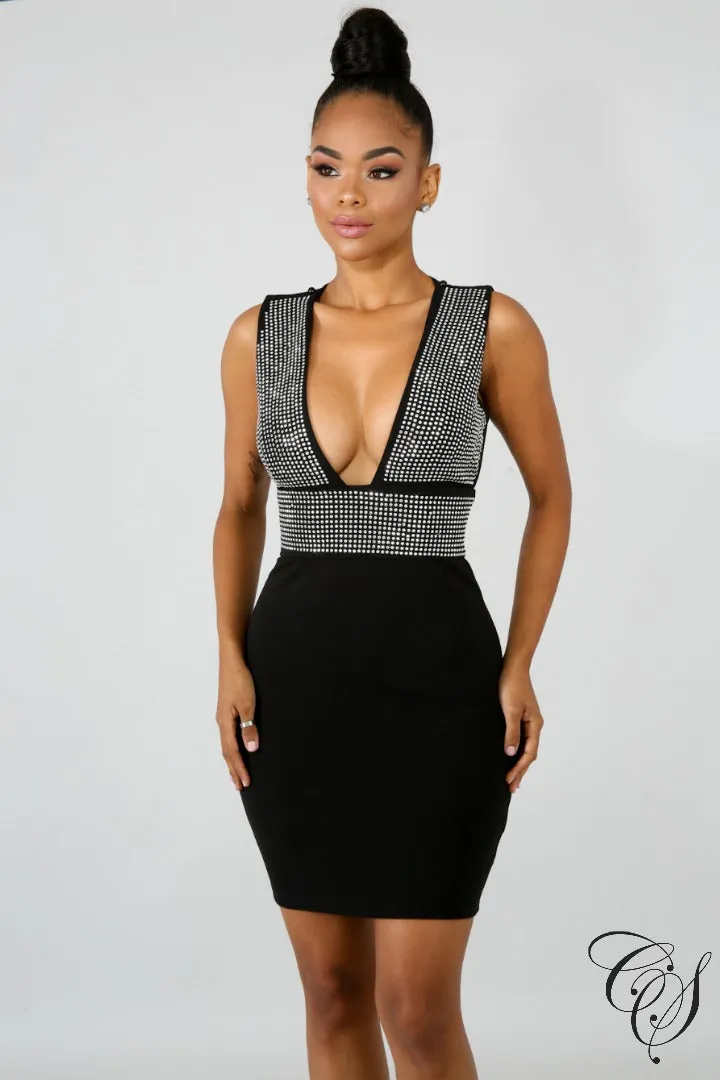 Jamelia Bat Wing Rhinestone Dress Set