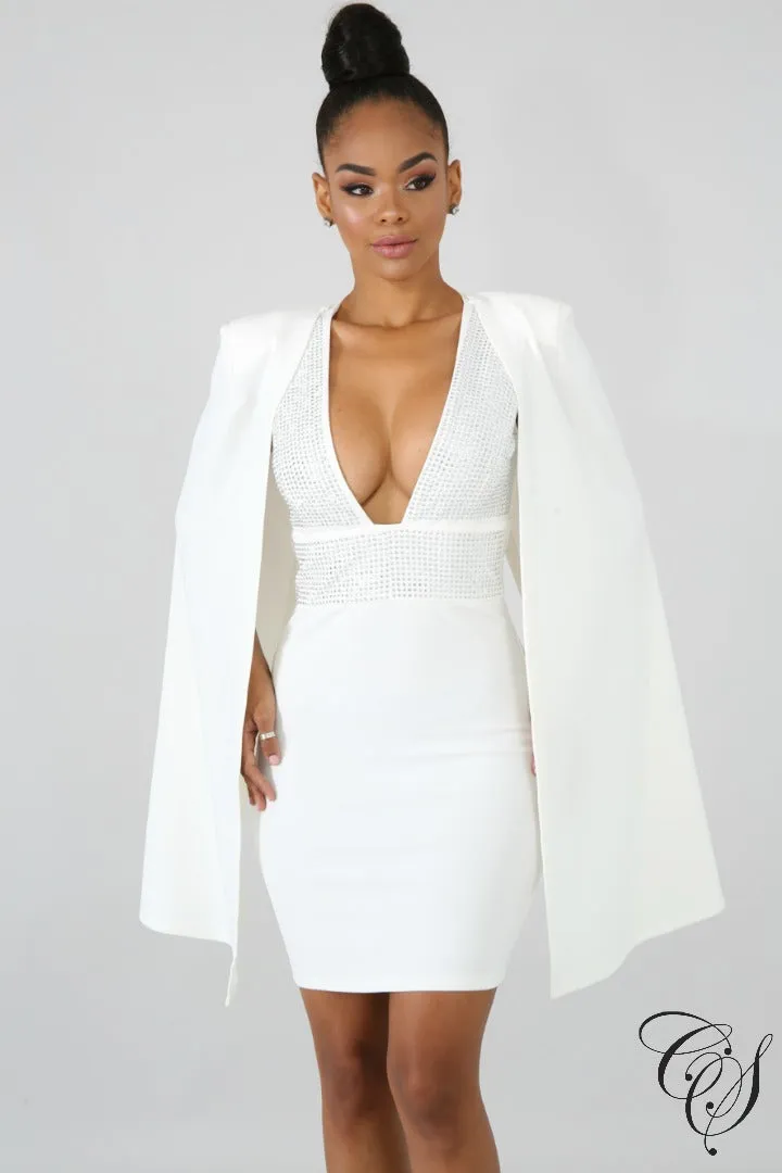Jamelia Bat Wing Rhinestone Dress Set
