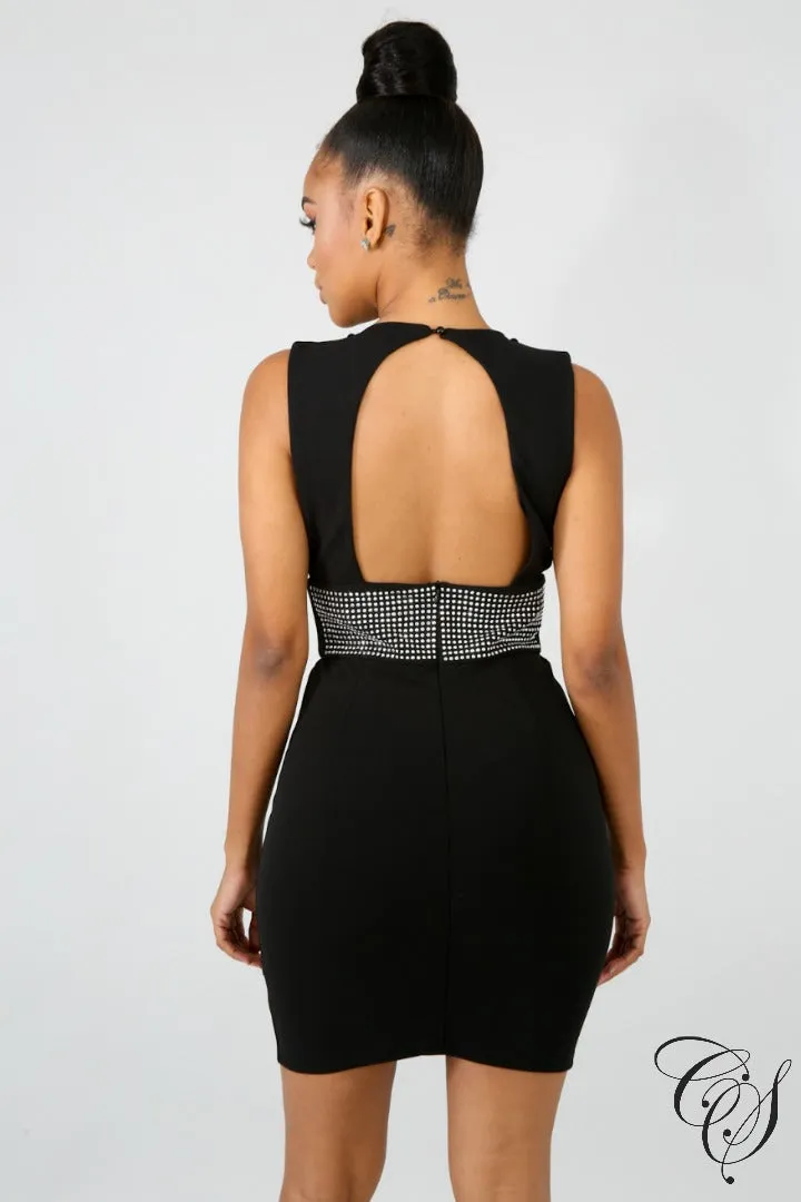 Jamelia Bat Wing Rhinestone Dress Set