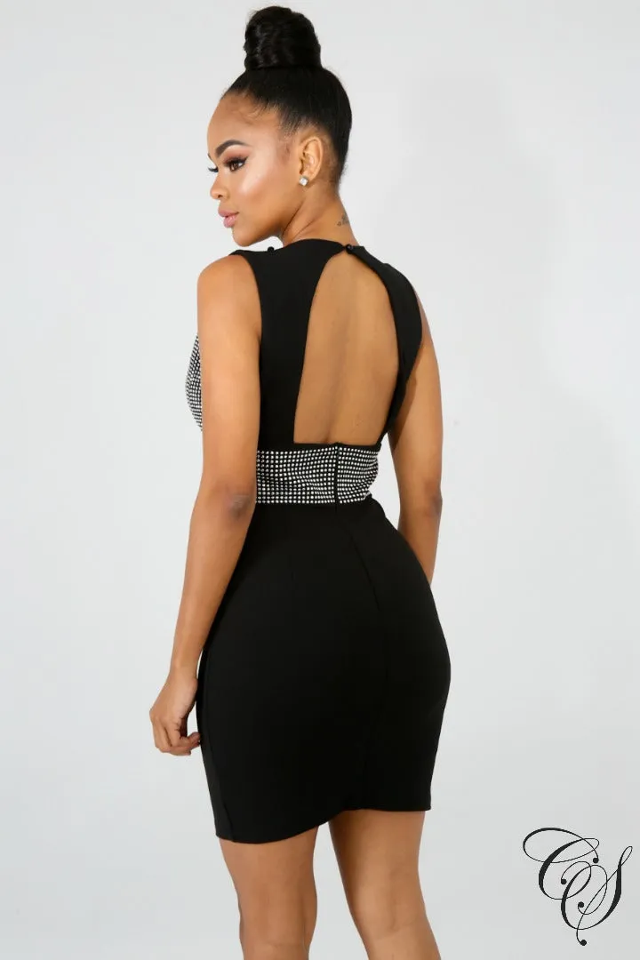 Jamelia Bat Wing Rhinestone Dress Set