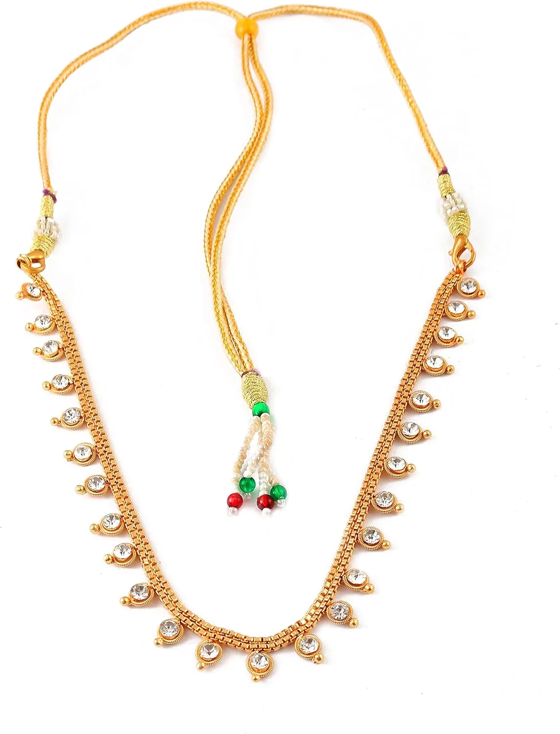 Jewar Necklace Indian Bollywood Set AD CZ Elegant Gold Plated Choker Fashion Handcrafted Traditional Royal Mughal Jewelry for Women & Girls