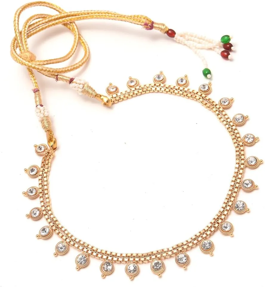 Jewar Necklace Indian Bollywood Set AD CZ Elegant Gold Plated Choker Fashion Handcrafted Traditional Royal Mughal Jewelry for Women & Girls