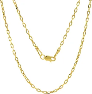 JEWELHEART 14K Real Gold Link Chain Necklace - 2mm Diamond Cut Cable Chain - Dainty 10K Yellow Gold Necklace For Women with Lobster Clasp 14-24"