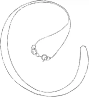 Jewelili 10K Solid White, Yellow Gold or Sterling Silver Box Link Chain Necklace | 14" to 22" Lengths | 0.55mm or 0.65mm or 1.00mm Thick | With Gift Box