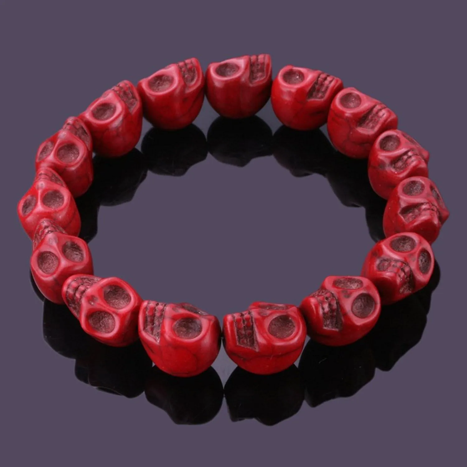 JEWELRIESHOP Skull Bracelet Colorful Howlite Synthetic Turquoise Skeleton Tibetan Prayer Bead Mala Bracelet for Men Women