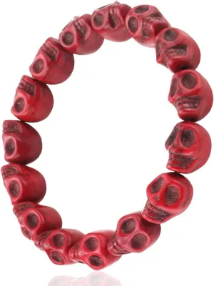 JEWELRIESHOP Skull Bracelet Colorful Howlite Synthetic Turquoise Skeleton Tibetan Prayer Bead Mala Bracelet for Men Women