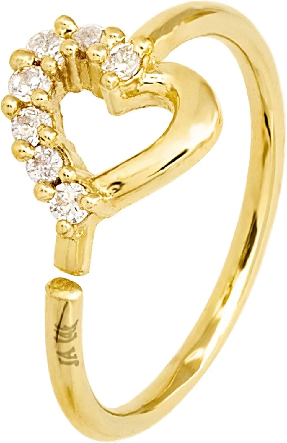 Jewelry Avalanche 20G 14K Yellow Gold Heart-shaped Nose Hoop Ring Twist-open 5/16"(8mm) Nose Ring, Unisex, Diamond Simulated CZ Stones 14KNH36HRT-CZYG