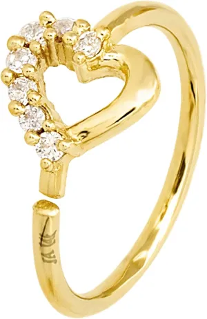 Jewelry Avalanche 20G 14K Yellow Gold Heart-shaped Nose Hoop Ring Twist-open 5/16"(8mm) Nose Ring, Unisex, Diamond Simulated CZ Stones 14KNH36HRT-CZYG