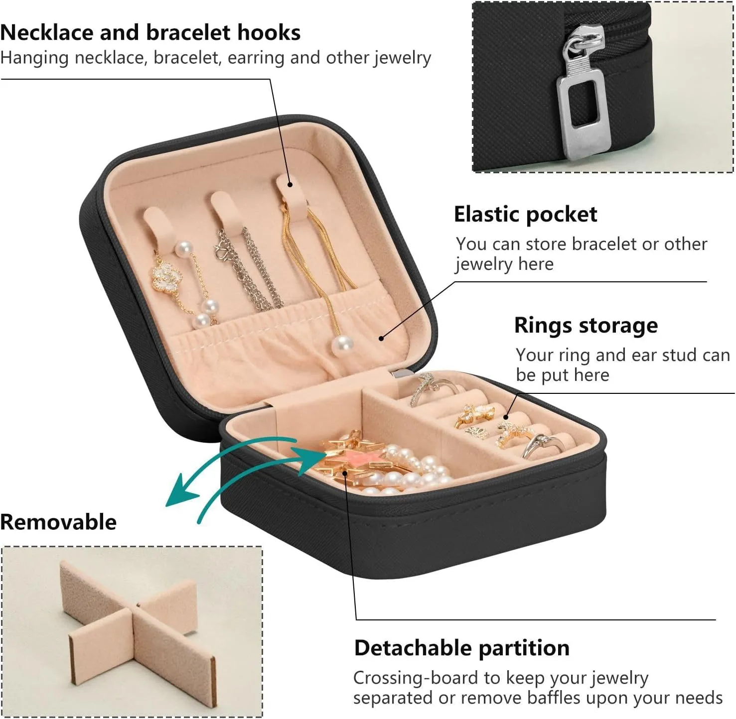 Jewelry Box Horse Travel Mini Jewelry Storage Box, Portable PU Leather Jewelry Organizer Case Necklace, Earrings, Rings, Bracelet Storage Holder for Girls Ladies Women Gift