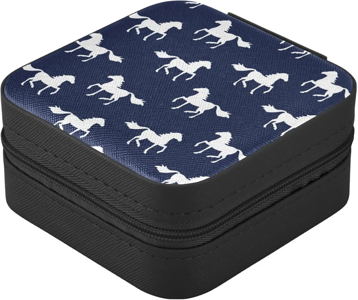 Jewelry Box Horse Travel Mini Jewelry Storage Box, Portable PU Leather Jewelry Organizer Case Necklace, Earrings, Rings, Bracelet Storage Holder for Girls Ladies Women Gift