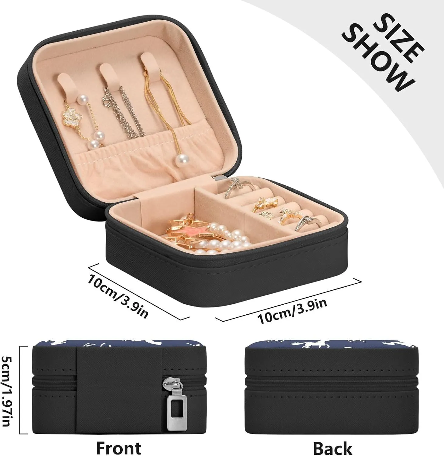 Jewelry Box Horse Travel Mini Jewelry Storage Box, Portable PU Leather Jewelry Organizer Case Necklace, Earrings, Rings, Bracelet Storage Holder for Girls Ladies Women Gift