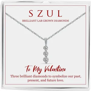 Jewelry Gift for Your Valentine - 1/4 Carat TW Past Present Future Three Stone Lab Grown Diamond Necklace in .925 Sterling Silver (Diamond Color F-G, Clarity VS1-VS2)