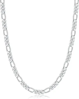 Jewlpire 5.5mm/7mm Stainless Steel Figaro Chain Necklace for Men, 14K Over Gold Chain for Men, Mens Jewelry Gift 16 18 20 22 24 26 Inch