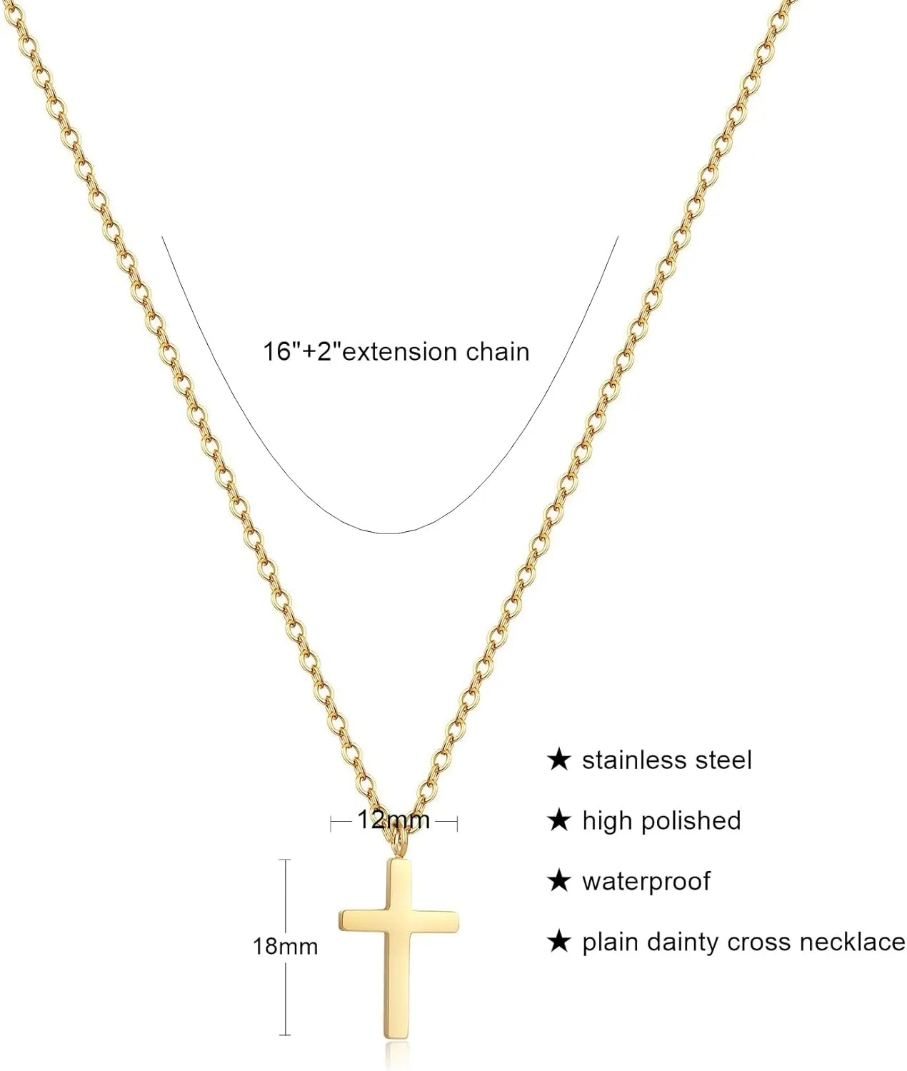 Joxevyia Cross Necklace for Women 14K Gold Cubic Zirconia Cross Necklace Elegant Crystal Cross Pendant Simple Faith Jewelry Easter Gift for Women