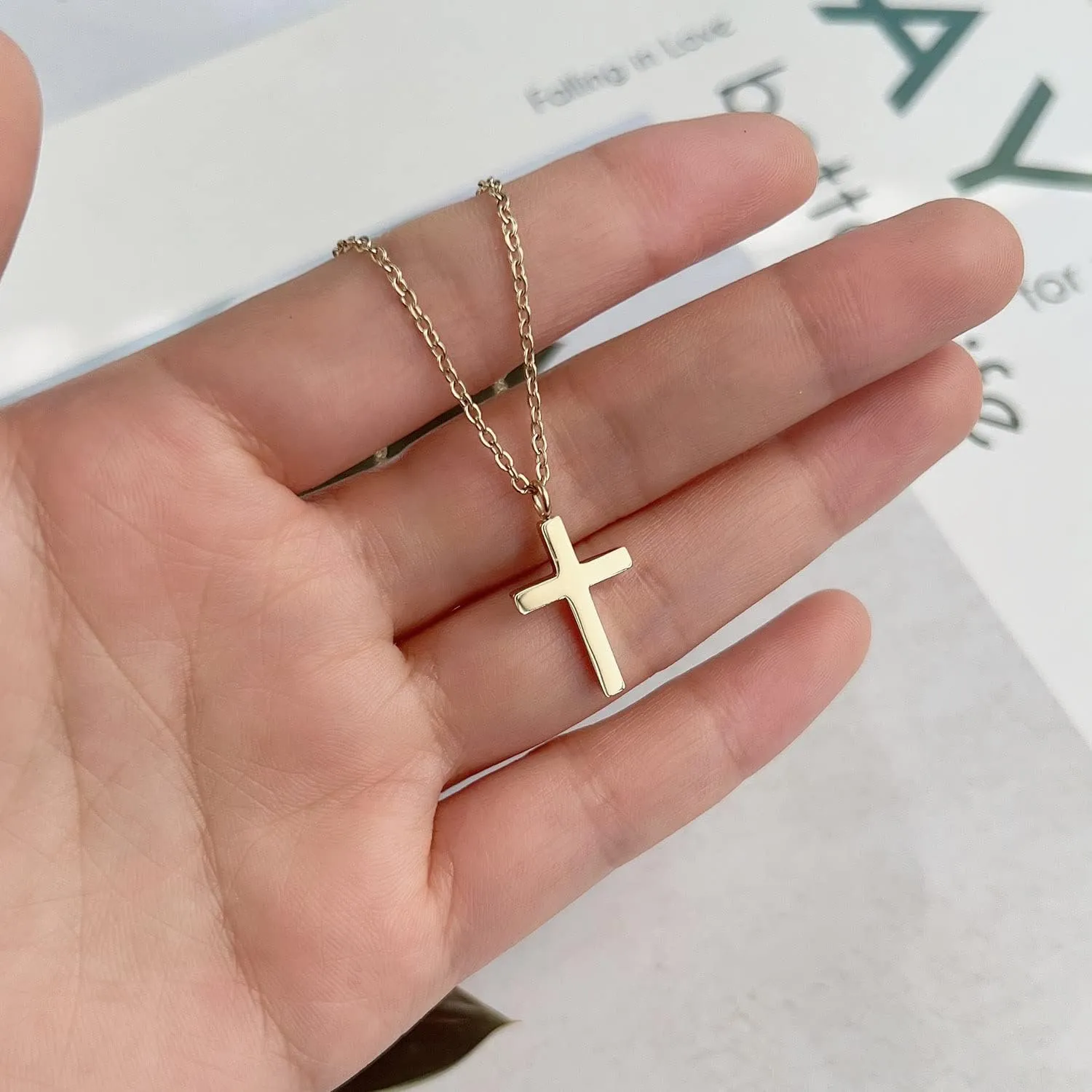 Joxevyia Cross Necklace for Women 14K Gold Cubic Zirconia Cross Necklace Elegant Crystal Cross Pendant Simple Faith Jewelry Easter Gift for Women