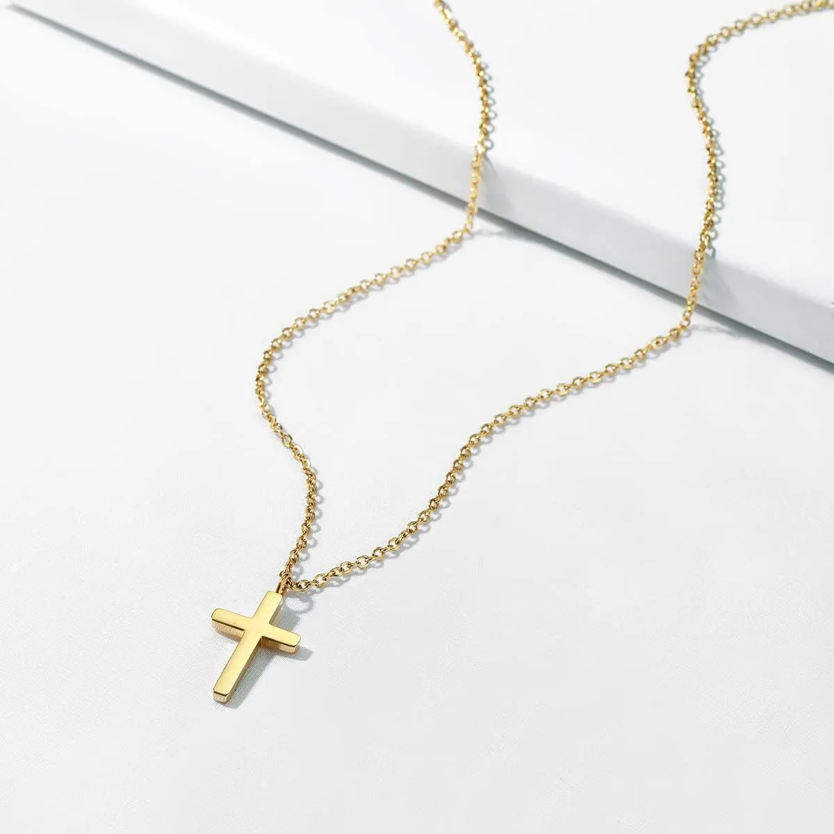 Joxevyia Cross Necklace for Women 14K Gold Cubic Zirconia Cross Necklace Elegant Crystal Cross Pendant Simple Faith Jewelry Easter Gift for Women