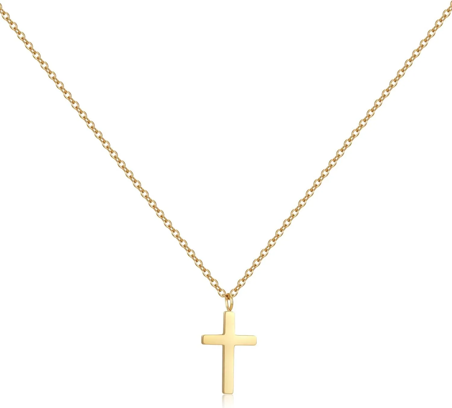 Joxevyia Cross Necklace for Women 14K Gold Cubic Zirconia Cross Necklace Elegant Crystal Cross Pendant Simple Faith Jewelry Easter Gift for Women