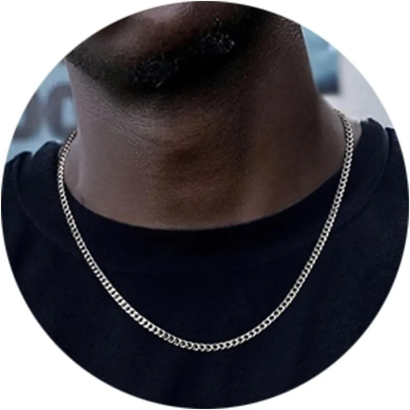 Jstyle 3.5mm Cuban Link Chain Necklace for Mens Women Black Silver Gold Tone Chains for Men Available in 16/18/20/22/24/30 inch Chain