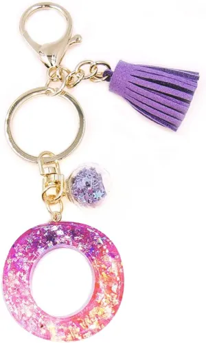jtkdxqs Letter A-Z Keychain Colorful with Tassel Glass Ball Key Ring for Women Backpack Handbags Pendant