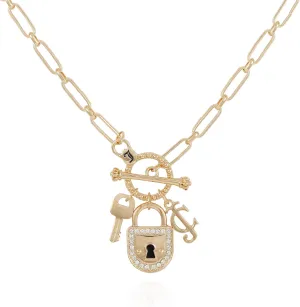 Juicy Couture Silvertone Thick Chain Heart Charm Toggle Necklace For Women