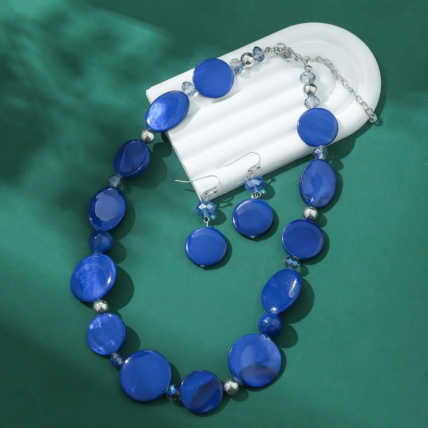 Jules D.Chunky Beads Necklace Colorful Shell Necklace Fashion Statement Necklace Set for Women Gifts