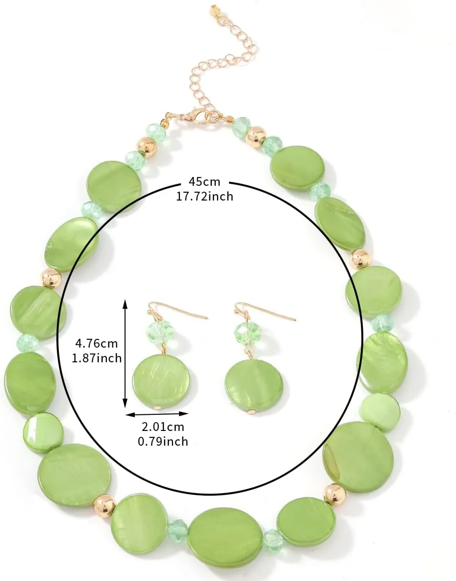 Jules D.Chunky Beads Necklace Colorful Shell Necklace Fashion Statement Necklace Set for Women Gifts