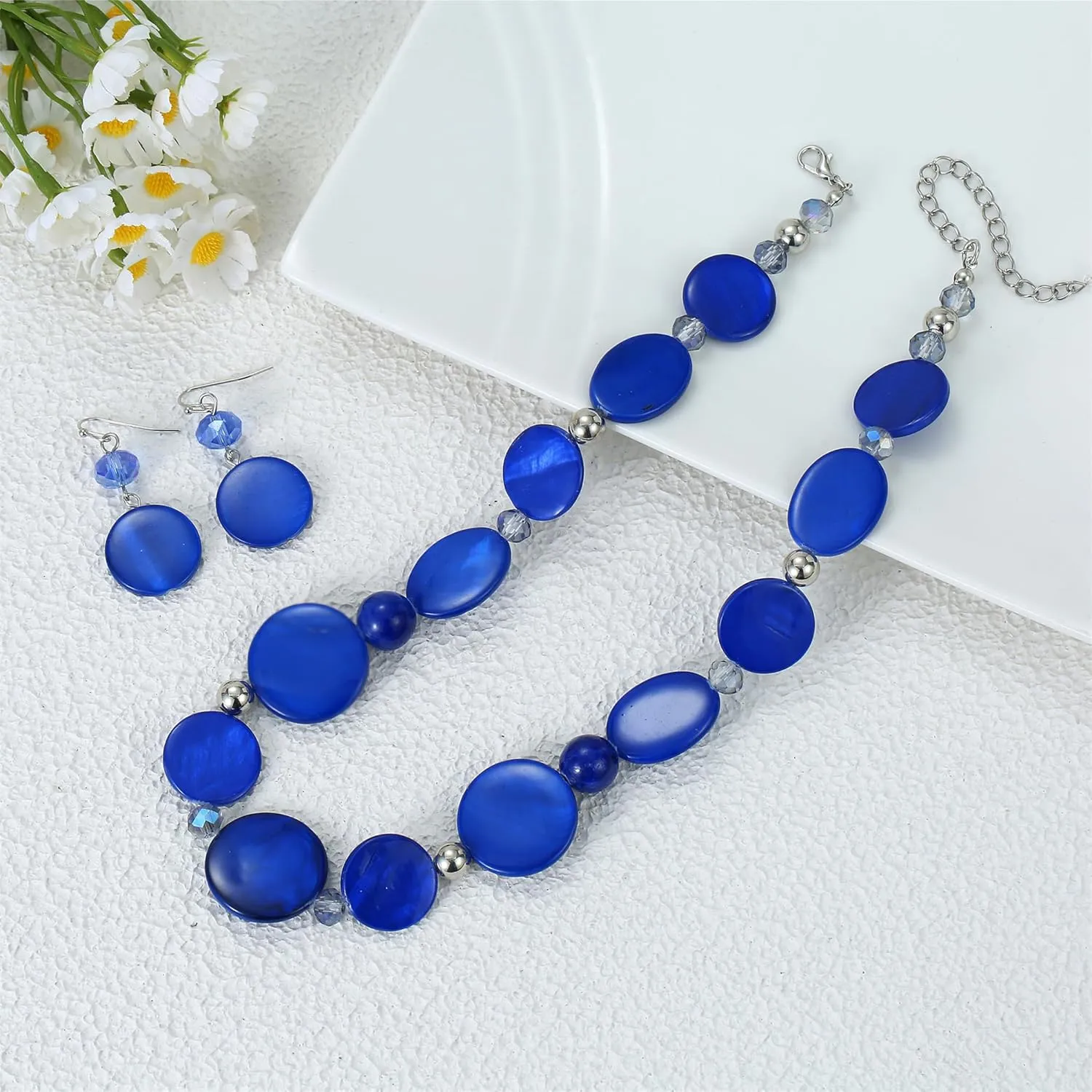 Jules D.Chunky Beads Necklace Colorful Shell Necklace Fashion Statement Necklace Set for Women Gifts