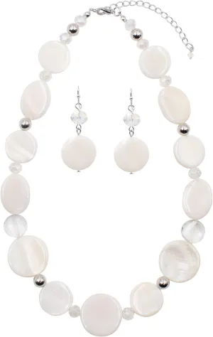 Jules D.Chunky Beads Necklace Colorful Shell Necklace Fashion Statement Necklace Set for Women Gifts
